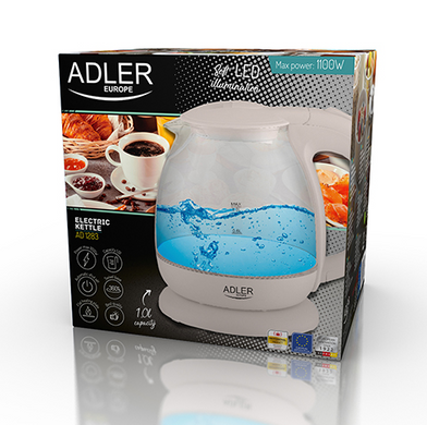 Чайник Adler AD 1283C Cappuccino стеклянный 1.0л