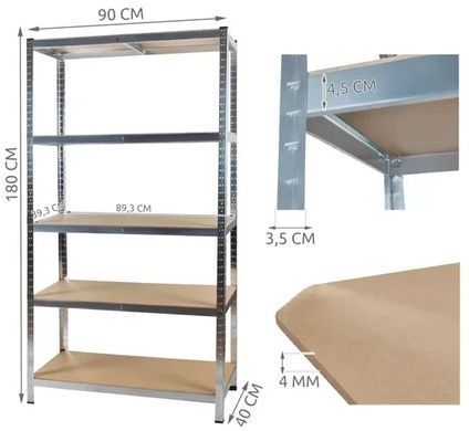 Стелаж металевий Malatec 23768 180x90x40 см, 5 поліць, 875 кг, для гаража