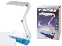 Настольная светодиодная лампа трансформер Tiross TS-1822 Blue c зажимом аккумуляторная 1000 mAh, 24 smd LED