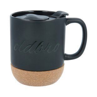 Керамическая кофейная кружка OldBro blackingBlack 414мл с пробковым дном и крышкой