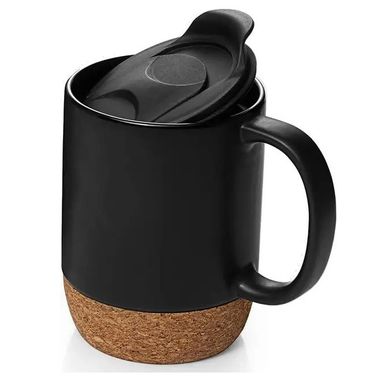 Керамическая кофейная кружка OldBro blackingBlack 414мл с пробковым дном и крышкой