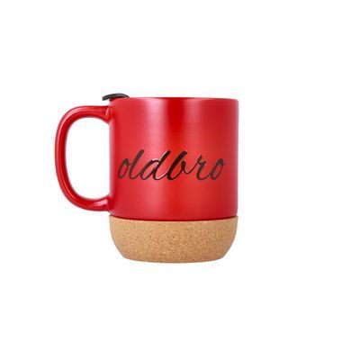Керамічна кавова кружк OldBro RedBlack 400мл з корковим дном і кришкою