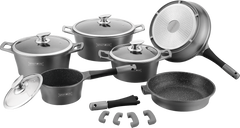 Набор кухонной посуды Royalty Line RL-ES2014M Black 14pcs мраморное покрытие