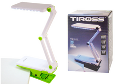 Настольная светодиодная лампа трансформер Tiross TS-1822 Green c зажимом аккумуляторная 1000 mAh, 24 smd LED