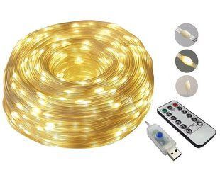 Улична светодиодная гирлянда лента 200 LED USB с пультом ДУ большие капли 20 метров белый 8 режимов