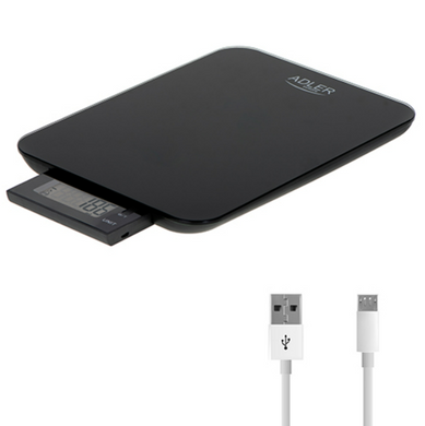 Кухонные весы Adler AD 3167 b водонепроницаемы до 10 кг на USB.