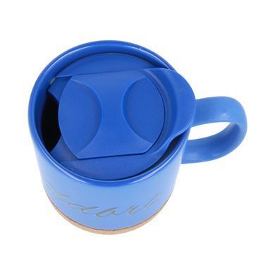 Керамічна кавова кружка OldBro Blue 414мл з корковим дном і кришкою