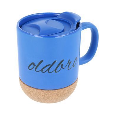 Керамічна кавова кружка OldBro Blue 414мл з корковим дном і кришкою