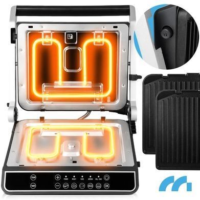 Электрогриль прижимной MalTec SM5000W-PRO 2200 Вт контактный гриль-пресс черный со серебристым