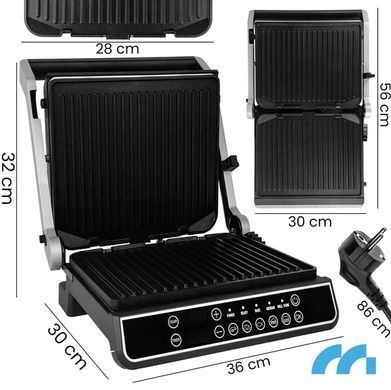 Электрогриль прижимной MalTec SM5000W-PRO 2200 Вт контактный гриль-пресс черный со серебристым