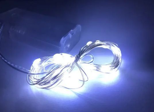 Светодиодная гирлянда нить проволка капля росы 2м 25led БАТАРЕЙКИ Cool White