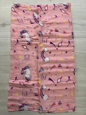 Набор муслиновых детских пеленальных одеял, комплект из 2шт., размер 100х120 см, единорг/клубника