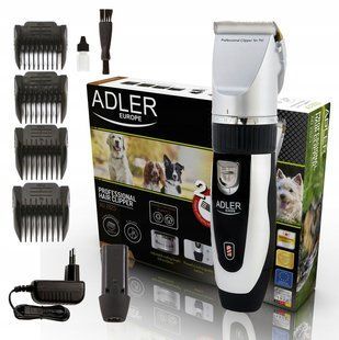 Машинка для стрижки тварин Adler AD 2823 35 Вт акумуляторна 2 батареї керамічне лезо титанова головка 4 насадки