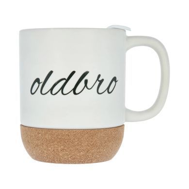 Керамическая кофейная кружка OldBro White 414мл с пробковым дном и крышкой