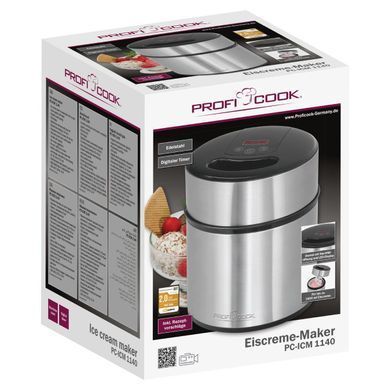 Мороженица Profi Cook PC ICM 1140 12 Вт 1.8 л из нержавеющей стали с дисплеем