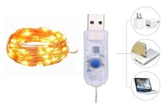 Светодиодные гирлянды-огоньки с серебряной проволокой, 10 м, 100 LED, USB, теплый белый свет