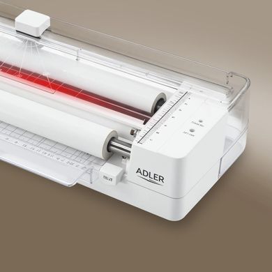 Ламинатор Adler AD 1042, белый, формат A3, 170 Вт, горячая ламинация, встроенный триммер, 5 пленок в комплекте
