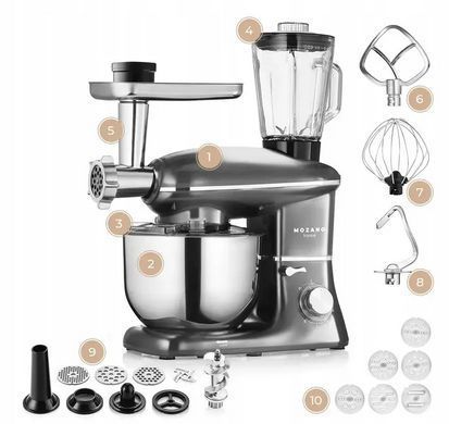 Планетарний кухонний комбайн Mozano Kitchen Assistant 6 в 1, 3200 Вт, чаша 6.2 л