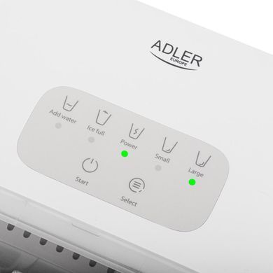 Льдогенератор Adler AD 8800, 12 кг/сутки, лед за 10 мин, 2 размера кубиков, автоочистка, резервуар 1.4 л, для дома и офиса