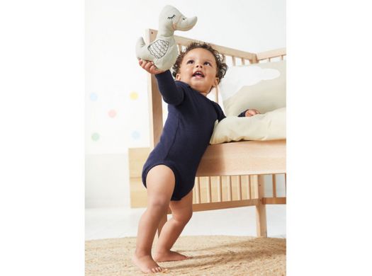 Бодик у рубчик Дитяча піжама з бавовни для хлопчика 2 шт. комплект 2-6 міс 62/68 Lupilu синій