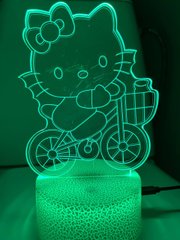 Светильник ночник 3D Hello kity, RGB 16 цветов, USB