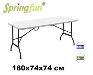 Стіл складний SpringFun 180x74x74 пластик білий - zk-180B колір Білий