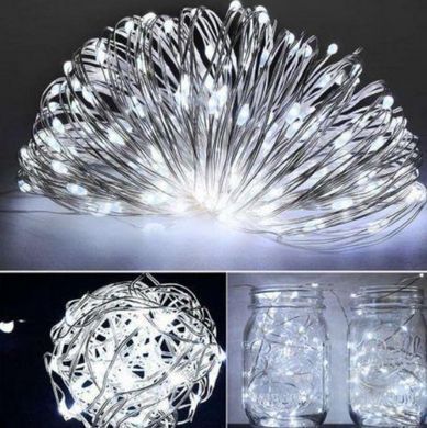 Светодиодная гирлянда нить капля росы 4.5м 50led батарейки белая