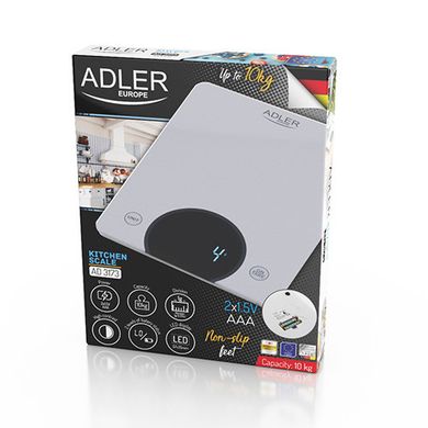 Ваги кухонні з LCD-дисплеєм Adler AD 3173 10kg silver