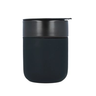 Кавові чашки 295мл з кришками Cute Travel Mugs з захисним силіконовим чохлом Black