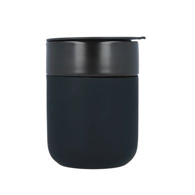 Кофейные чашки 295мл с крышками Cute Travel Mugs с защитным силиконовым чехлом Black