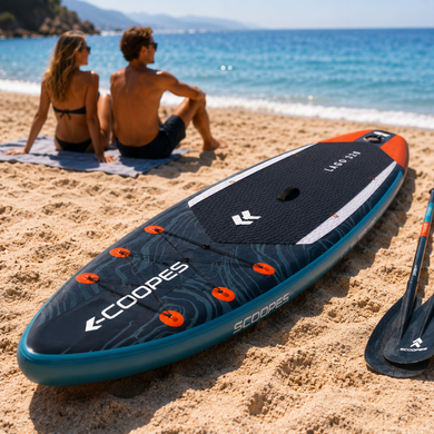 Надувная доска SUP борд LAGO 350 см, до 180 кг, для сапсерфинга, моря, реки и озера, с веслом 2 в 1, насосом, рюкзаком и гермомешком, серая