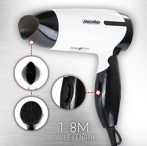 Фен для волосся складний дорожній Сушарка Mesko MS 2262 1000W