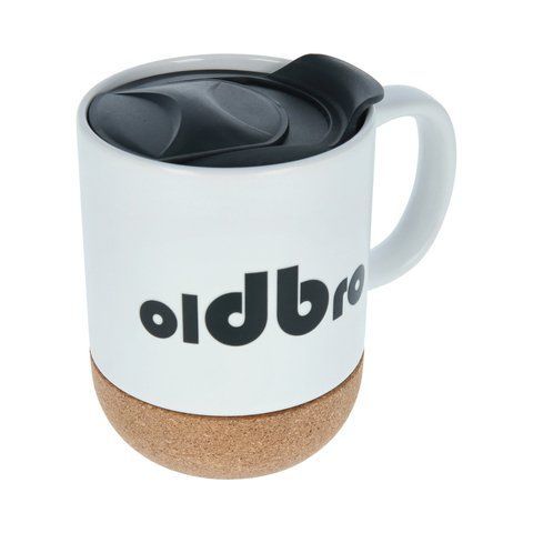 Керамическая кофейная кружка OldBro classic White 400мл с изолированным пробковым дном и крышкой