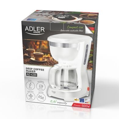 Кавоварка крапельного типу Adler AD 4381 White