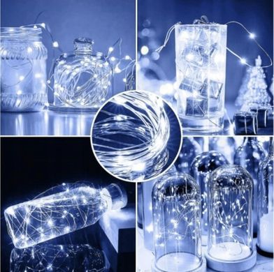 Светодиодная гирлянда Sun Lamp Капля Росы 200 LED, 20м холодный белый свет, батарейки 3 АА