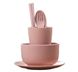 Набір дитячого посуду 6 посудів із біорозкладаної пшеничної соломи, Pink