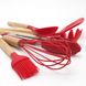 Кухонный набор Silikone Kitchen Set красный из силикона с бамбуковой ручкой из 12 предметов