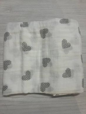 Набір муслінових дитячих пеленальних ковдр, комплект з 2шт., розмір 100х120 см, заєць/сердечко