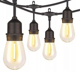 Гірлянда садова світлодіодна RED GARDEN 10м 10x LED лампочки E27 IP44 теплий білий 2700K для саду, балкону, тераси OldBro