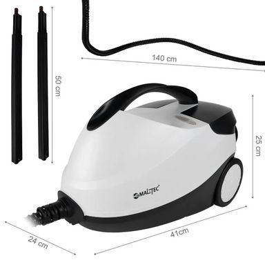 Пароочисник MalTec HDS7000W-PRO, 2000 Вт, 4 бар, 1,6 л, регулювання пари, набір насадок, без хімії