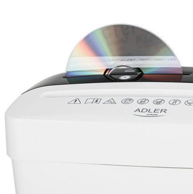 Шредер Adler AD 1037 White, уничтожитель документов P-4, конфетти 4&times;39 мм, 6 листов, CD, карты, 13 л