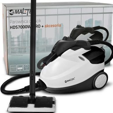Пароочисник MalTec HDS7000W-PRO, 2000 Вт, 4 бар, 1,6 л, регулювання пари, набір насадок, без хімії