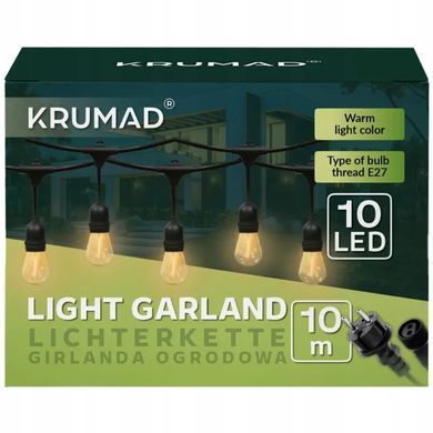 Світлодіодна садова гірлянда KRUMAD 10 м, 10 лампочок KMDW9 E27