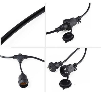 Вулична гірлянда з ретро лампами LED Edison 15шт, 24V, 10 метрів