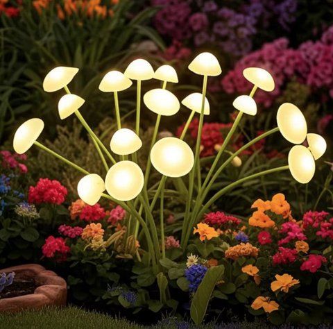 Садовый солнечный светильник в виде грибов Sunlamp 2 шт, ww, 10 LED, 70 см, водонепроницаемый