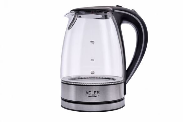 Электрочайник стеклянный 1.7 л Adler AD 1225 с подсветкой 2200 Вт черный