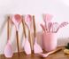 Кухонный набор Silikone Kitchen Set розовый из силикона с бамбуковой ручкой из 12 предметов