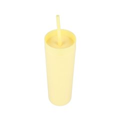 Охлаждающий матовый стакан 473ml BPA-Free с трубочкой 21х6,5см yellow