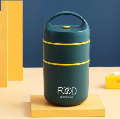Термос для еды - ланчбокс FOOD 0,68л пищевой термос с контейнером green