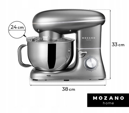 Професійний Тістоміс Mozano Kitchen Machine 2300 Вт чаша 6,2л Silver КУЛІНАРНА КНИГА В ПОДАРОК